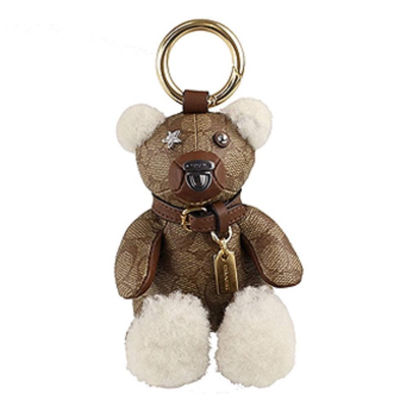 Coach Signature Leather Collectible Bear Key Fob - Picture 1 of 5